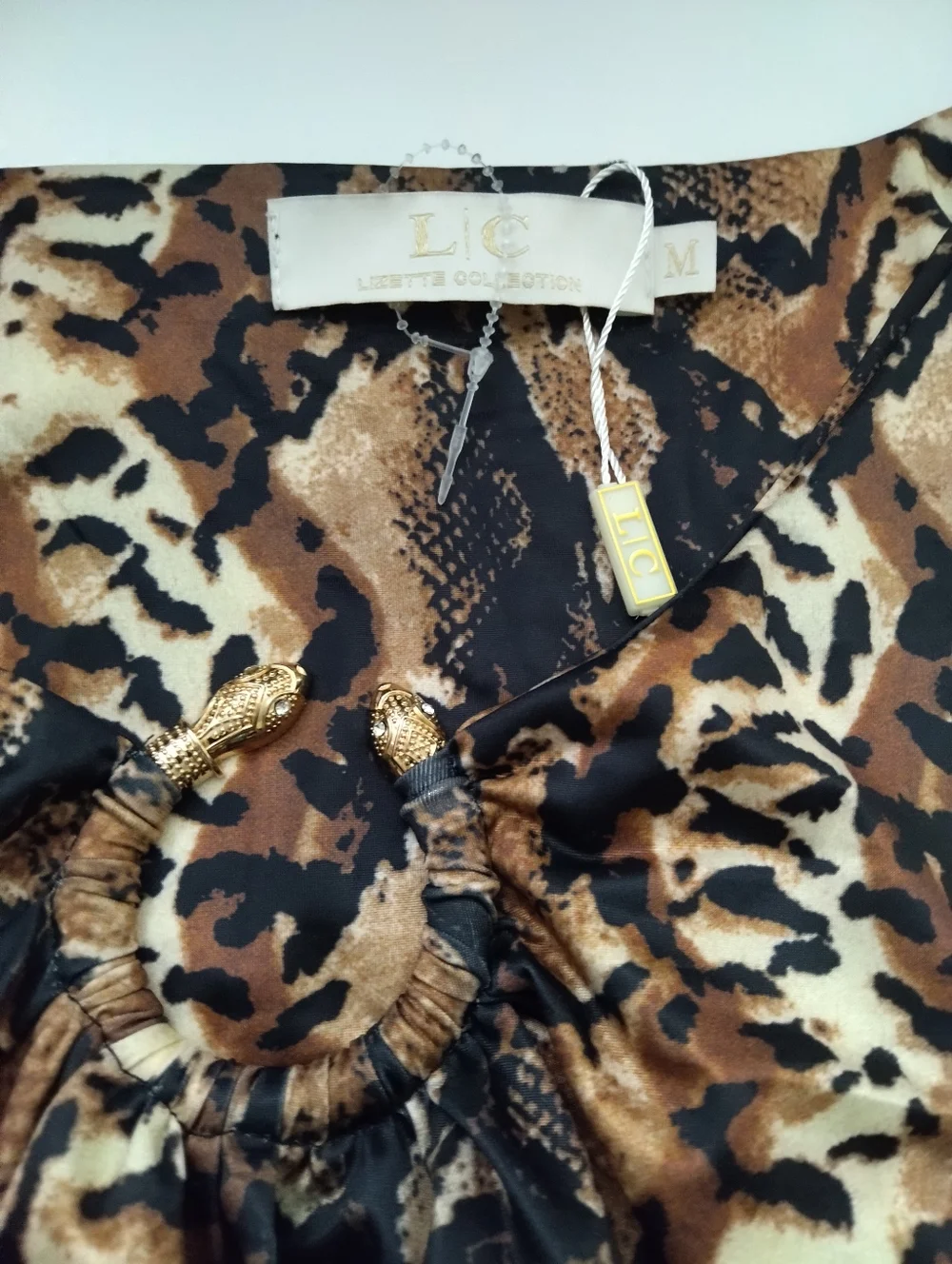 Lizzete Collection Women's Brown Animal Print Long Sleeve Bodysuit New Size M - Picture 3 of 5